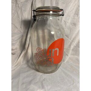 Vintage  Sun Tea Glass Container Canister 3L Wire Bail Latched Lid